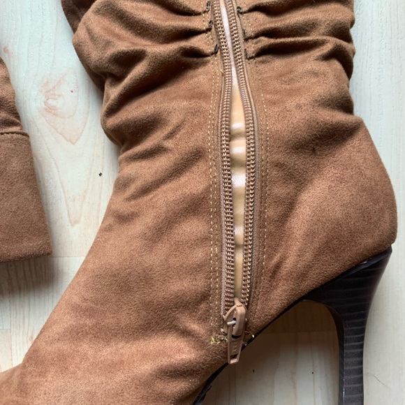 Light Brown Heeled Boots - Picture 3 of 3